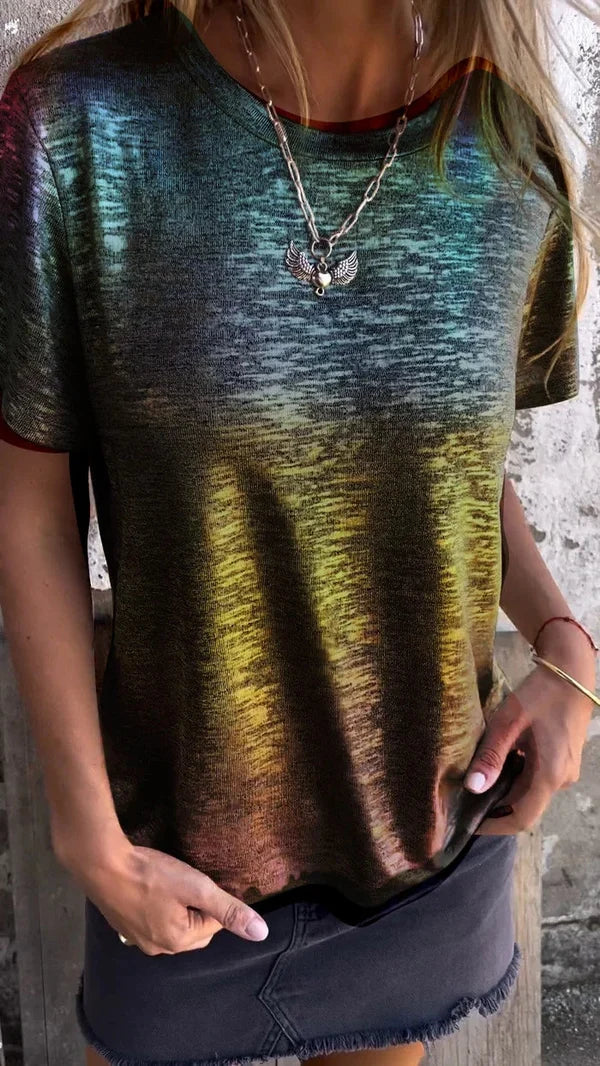 Aiyana | Camiseta De Manga Corta Con Cuello Redondo Y Efecto Burnout