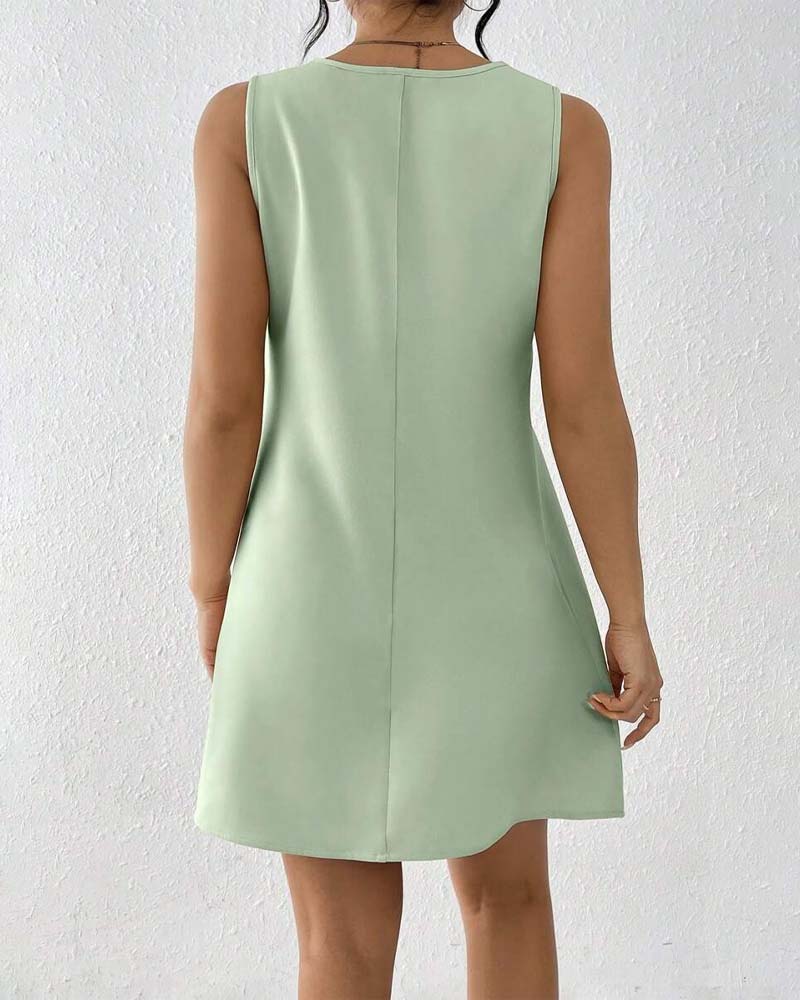 Ayna | Vestido mini sin Mangas de Corte en A en Verde Menta
