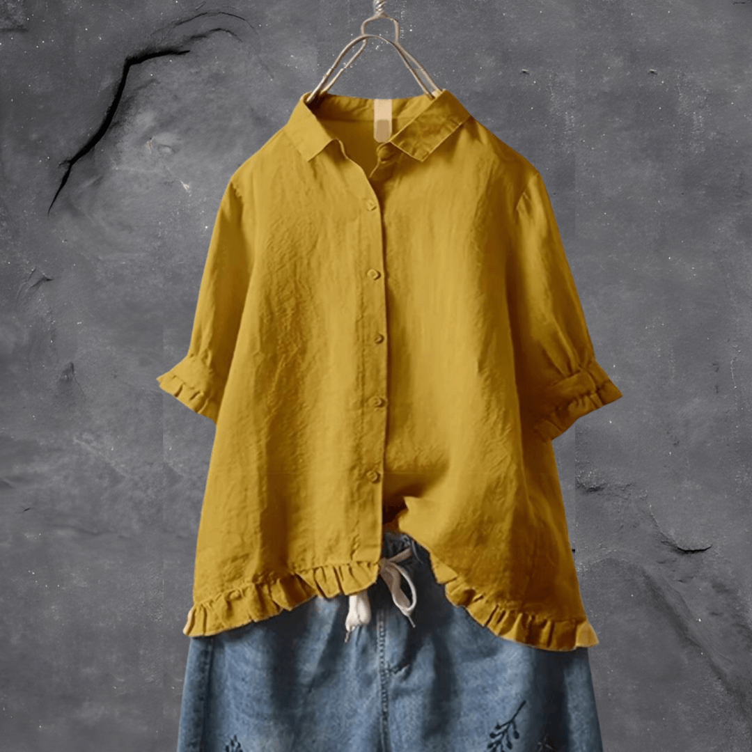 Meagan | Camisa Manga Corta Con Dobladillo Volante