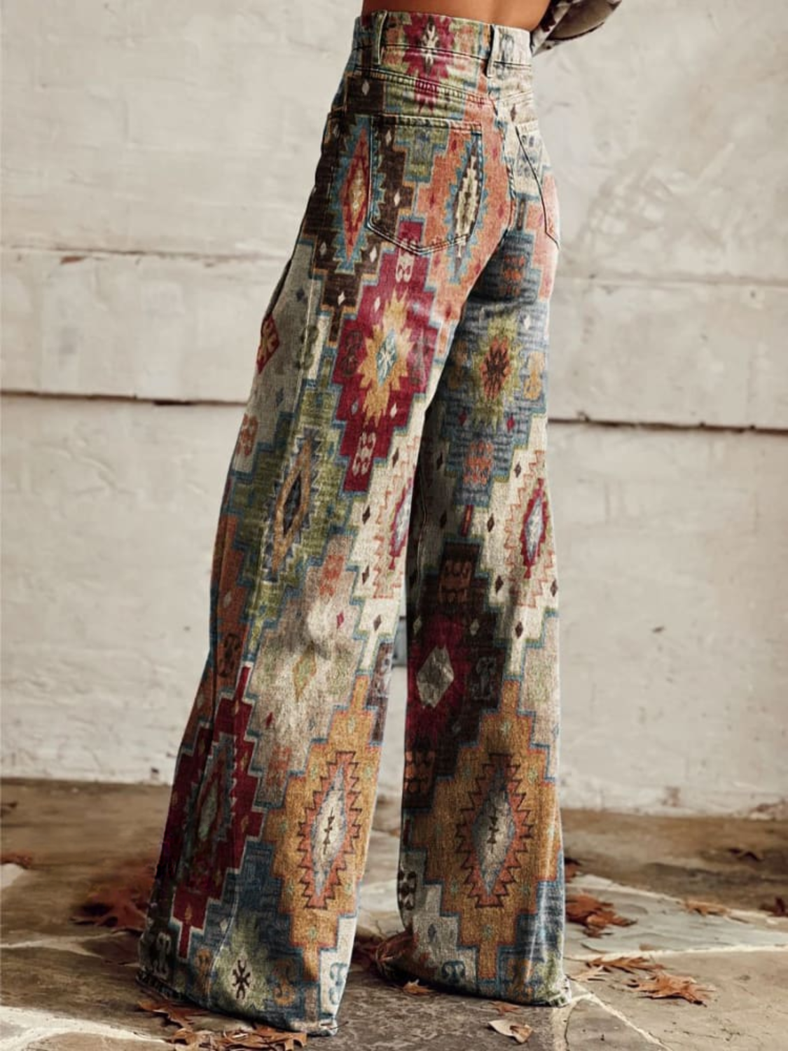Aldina | Pantalón De Pierna Ancha Con Estampado Geométrico