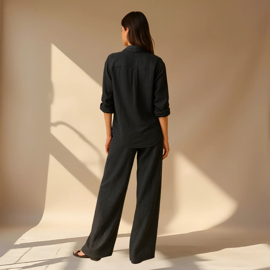 Ashleigh | Conjunto Coordinado De Camisa Y Pantalones De Corte Ancho