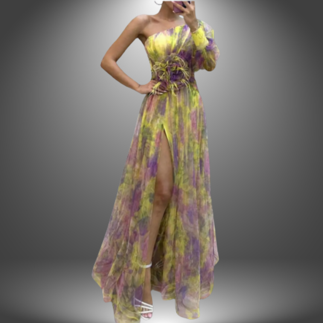 Nana | Vestido Largo Asimétrico Con un Solo Hombro y Abertura
