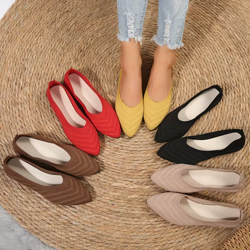 Mikya - Bailarinas Sin Cordones de Punto Con Punta Afilada