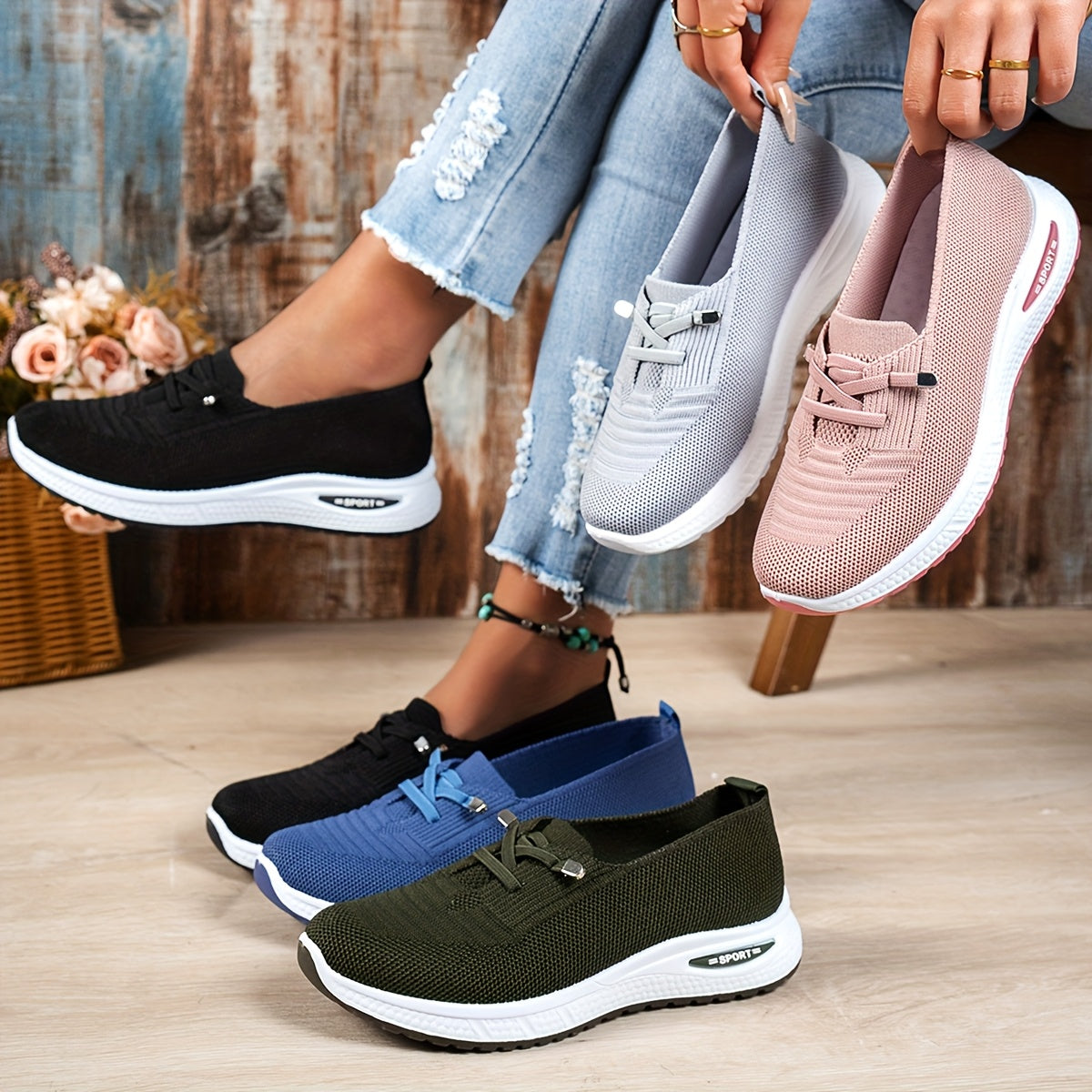 Olympe | Zapatillas Slip-On Tejido Ligero Suela Flexible