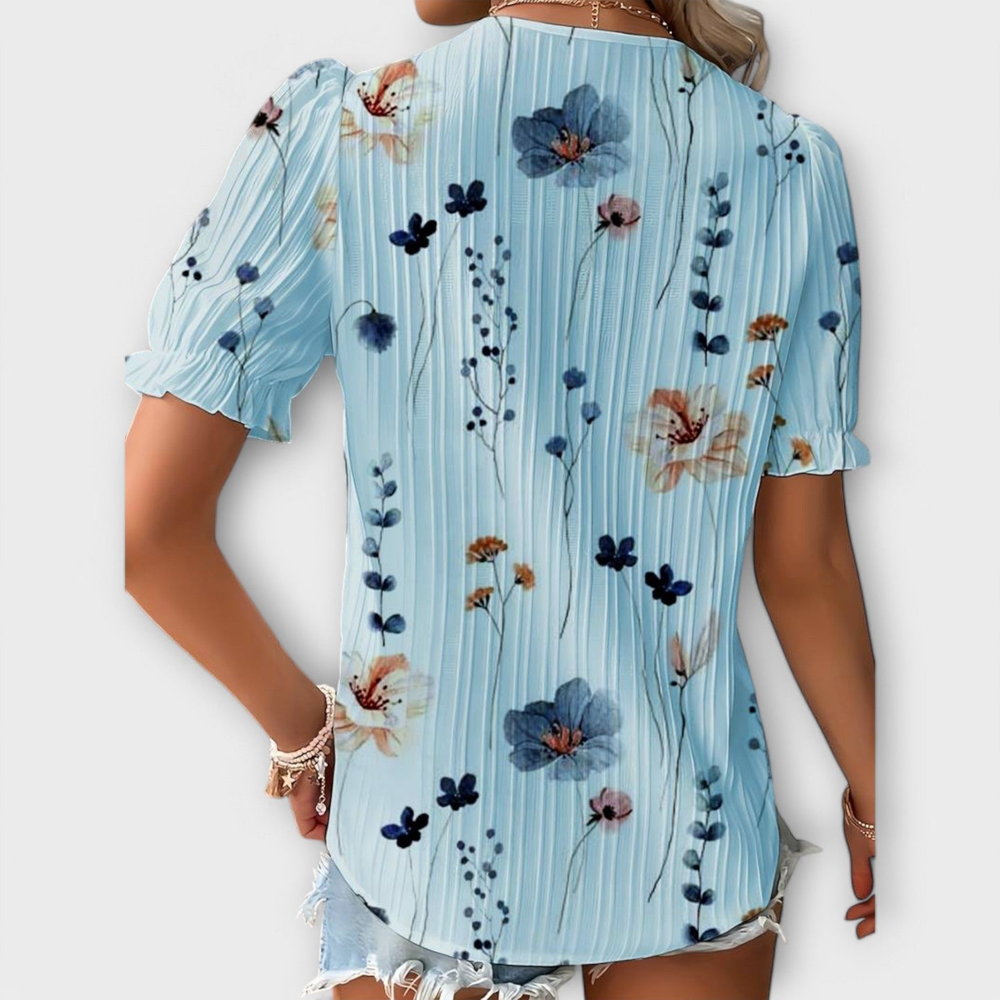 Bruni | Blusa Con Estampado Floral, Cuello en V Y Mangas Abullonadas