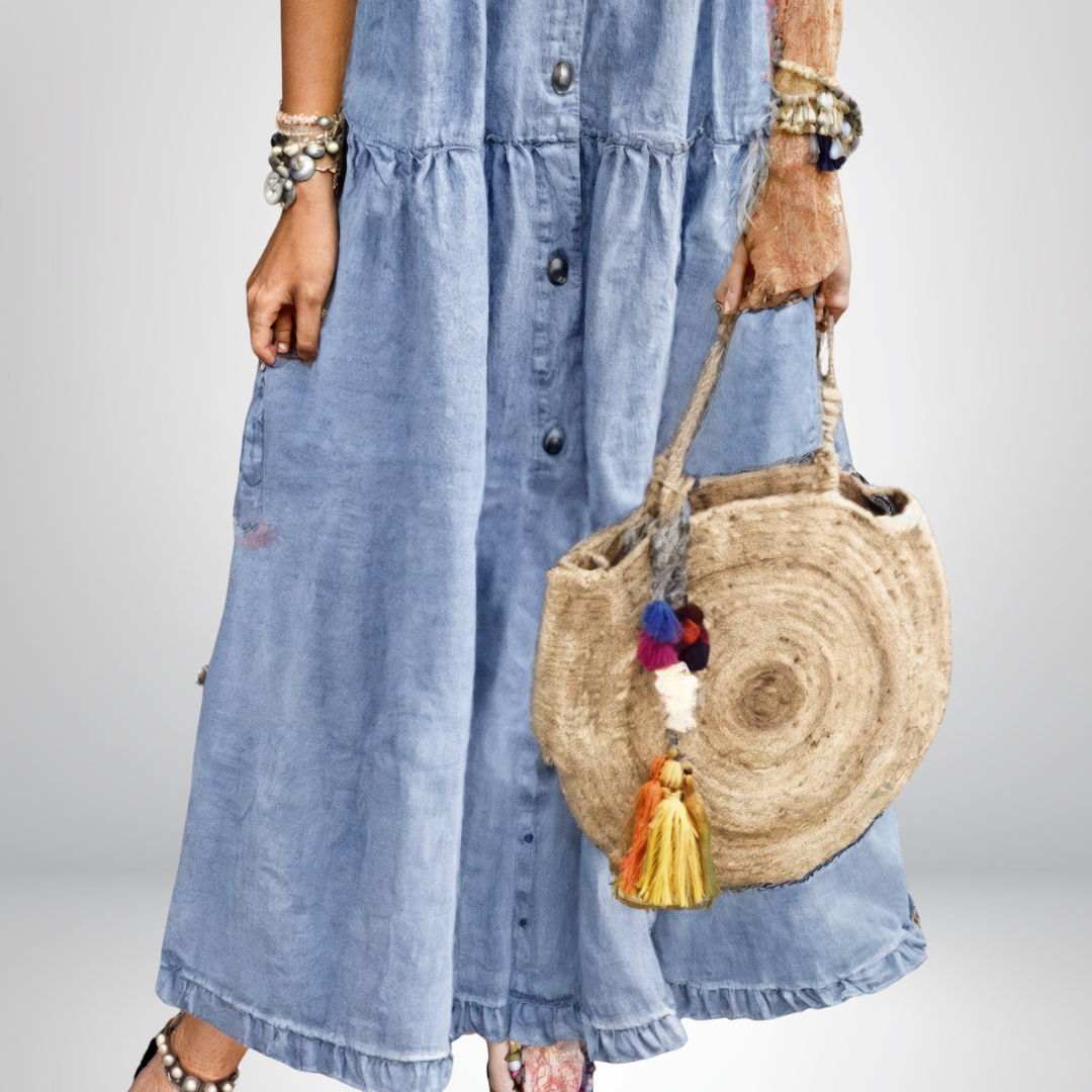 Leokadia | Vestido Denim Midi Con Botones