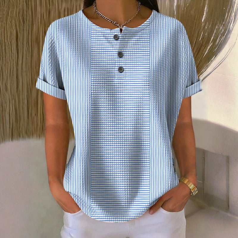 Lessie | Camiseta de Rayas con Botones en la Parte Delantera