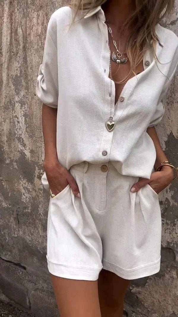 Dixie - Conjunto de Blusa de Manga Corta Con Botones en la Parte Delantera