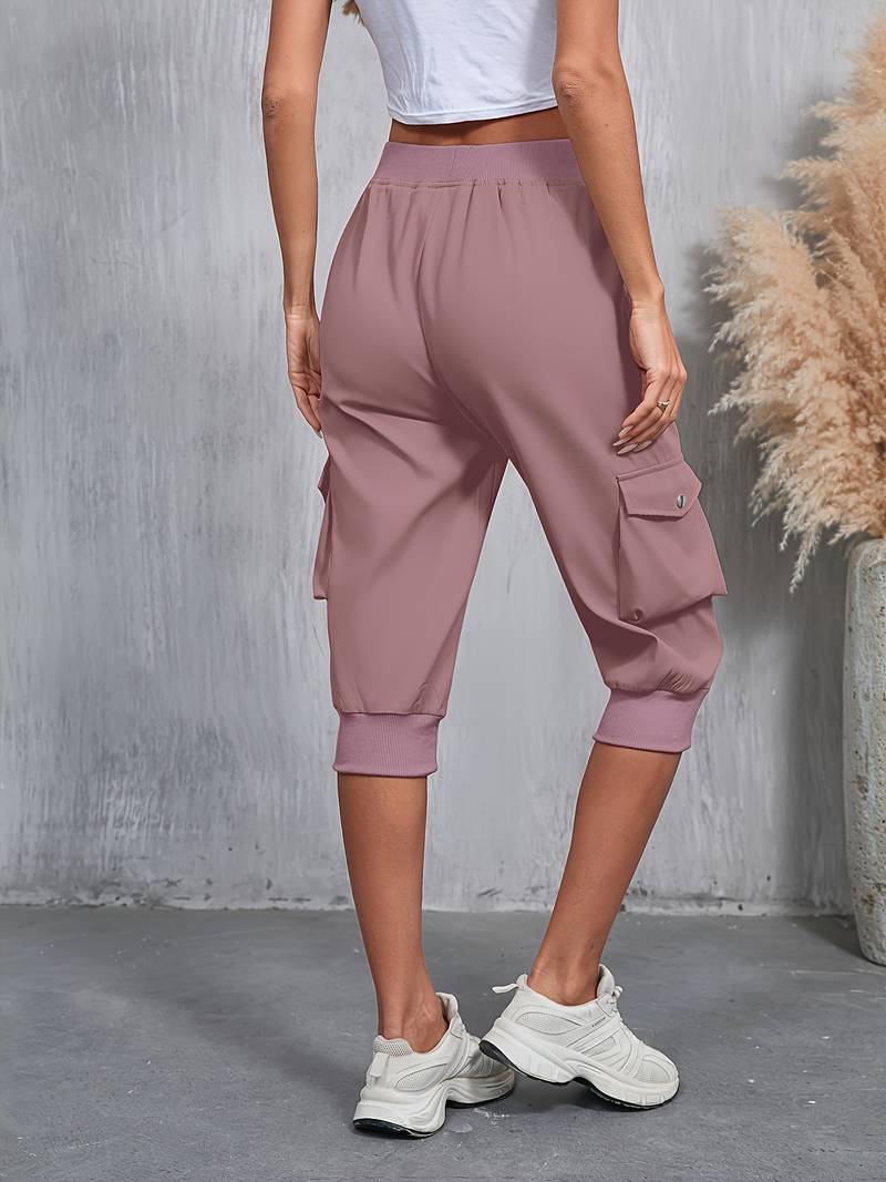Kirabo | Pantalones Capri Tipo Jogger Cargo Con Cordón en La Cintura