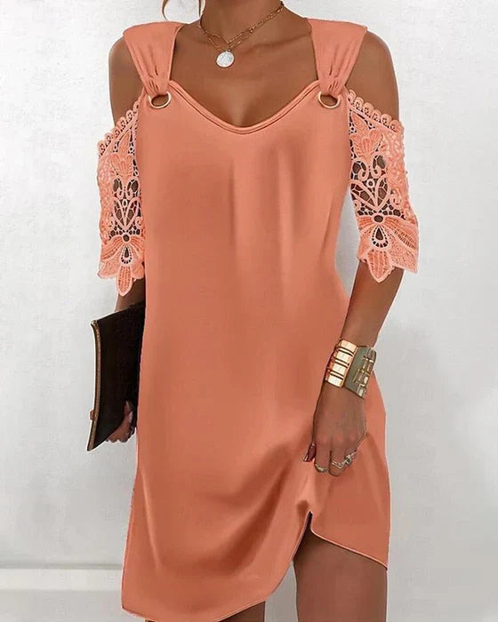 Heidi | Vestido Midi con Hombros Descubiertos y Encaje