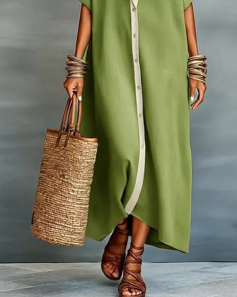 Nerena | Vestido Camisero midi Oversize con Botones en la Parte Delantera