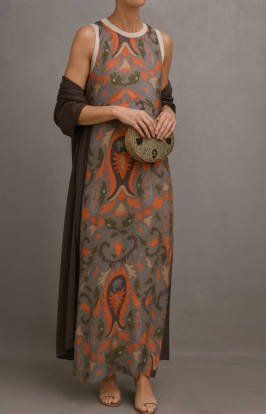 Irmtraut - Vestido Largo sin Mangas con Estampado Floral