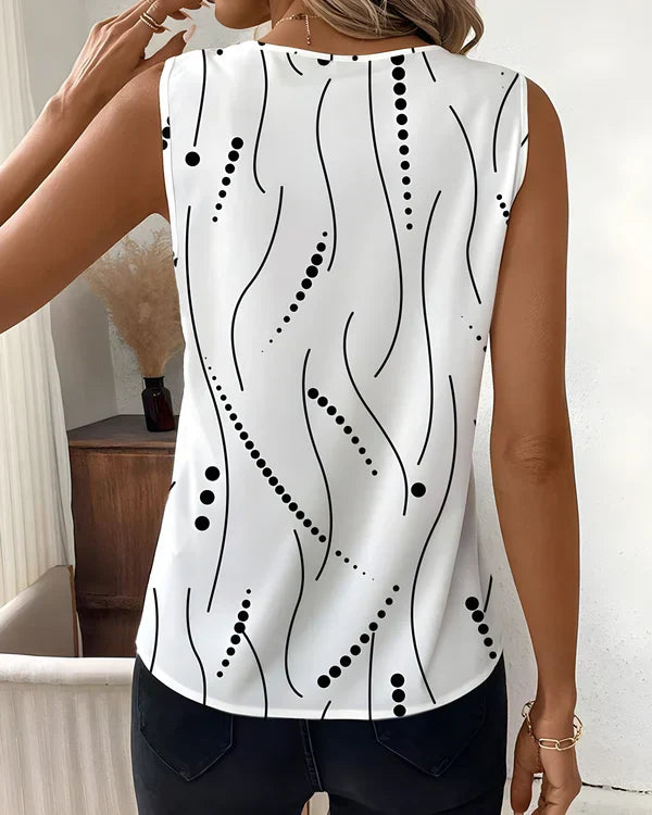 Thea | Blusa Estampada Sin Mangas Cuello V