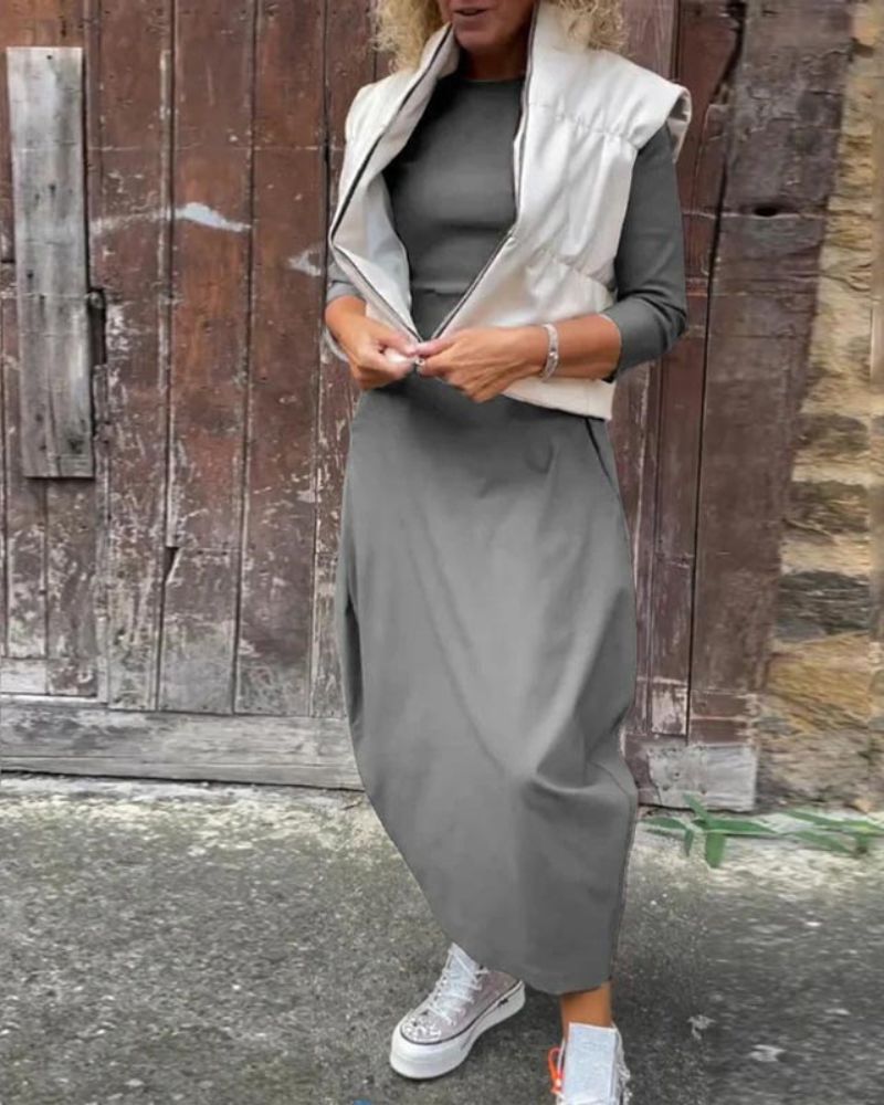 Magdana | Vestido MIDI De Manga Tres Cuartos Holgado