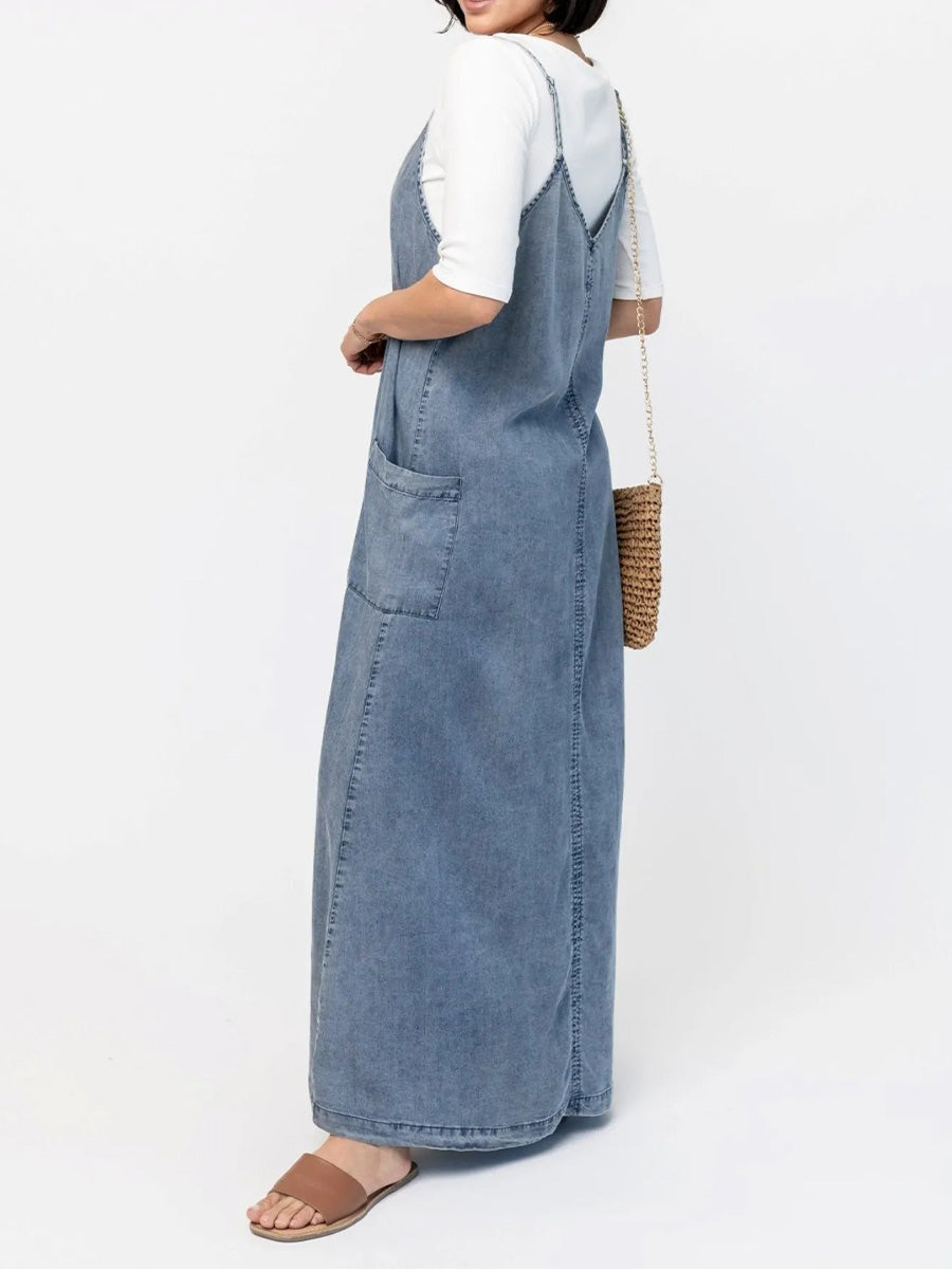 Éricaa | Vestido Largo de Corte Holgado Estilo Vaquero