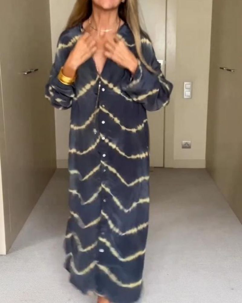 Suchitra | Vestido Estampado De Manga Larga Con Botones en La Parte Delantera