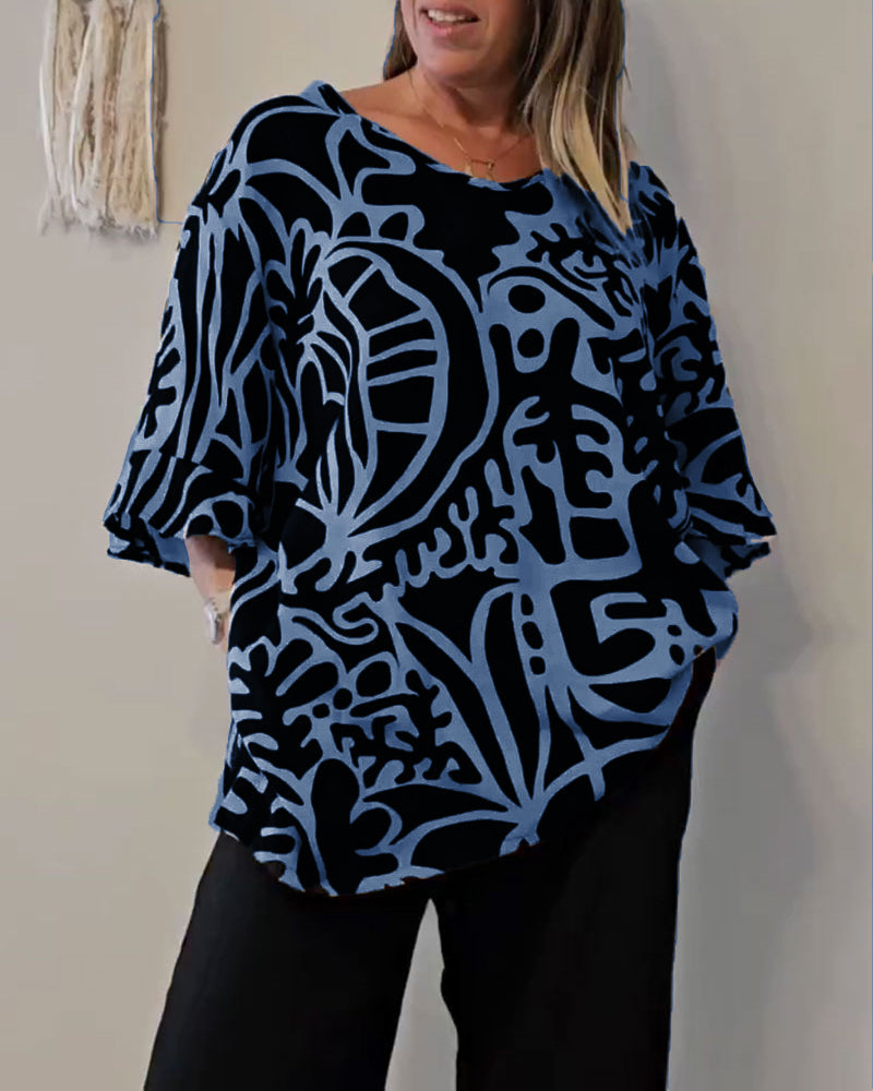 Prabodhi | Top Holgado Estampado Abstracto Mujer
