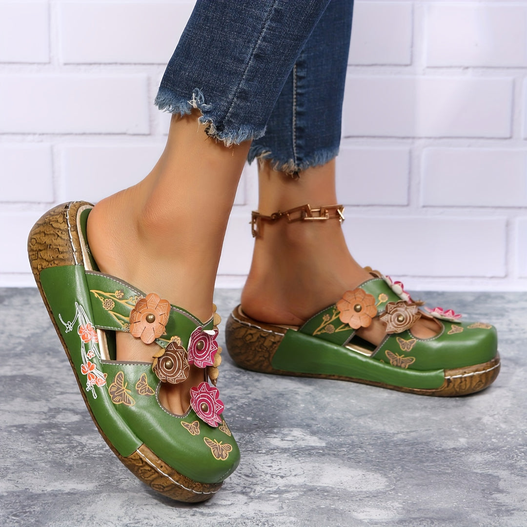 Oprah | Zuecos Cómodos Sin Cordones Con Motivos Florales Recortados