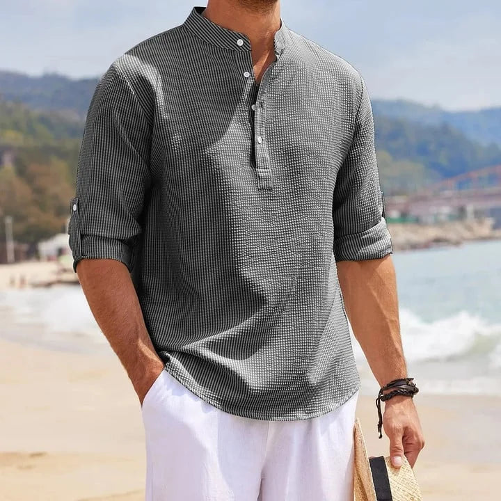 Tjeerd | Camisa Henley Con Cuello De Banda Texturizado