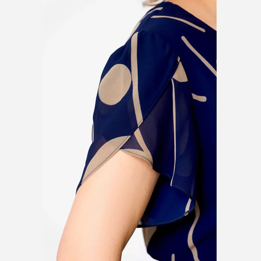 Nazeli | Vestido Midi De Gasa Con Estampado Geométrico