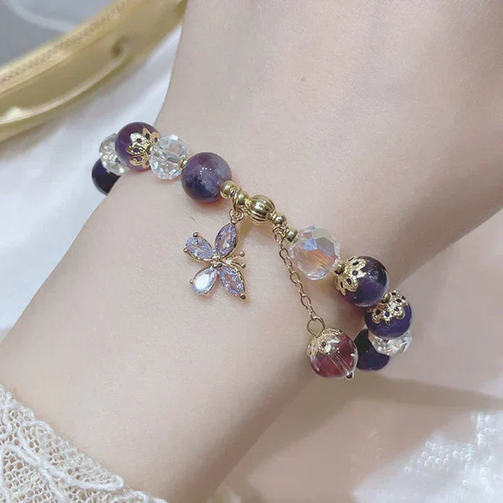 Elsien | Pulsera Elástica Con Dijes De Cuentas Moradas