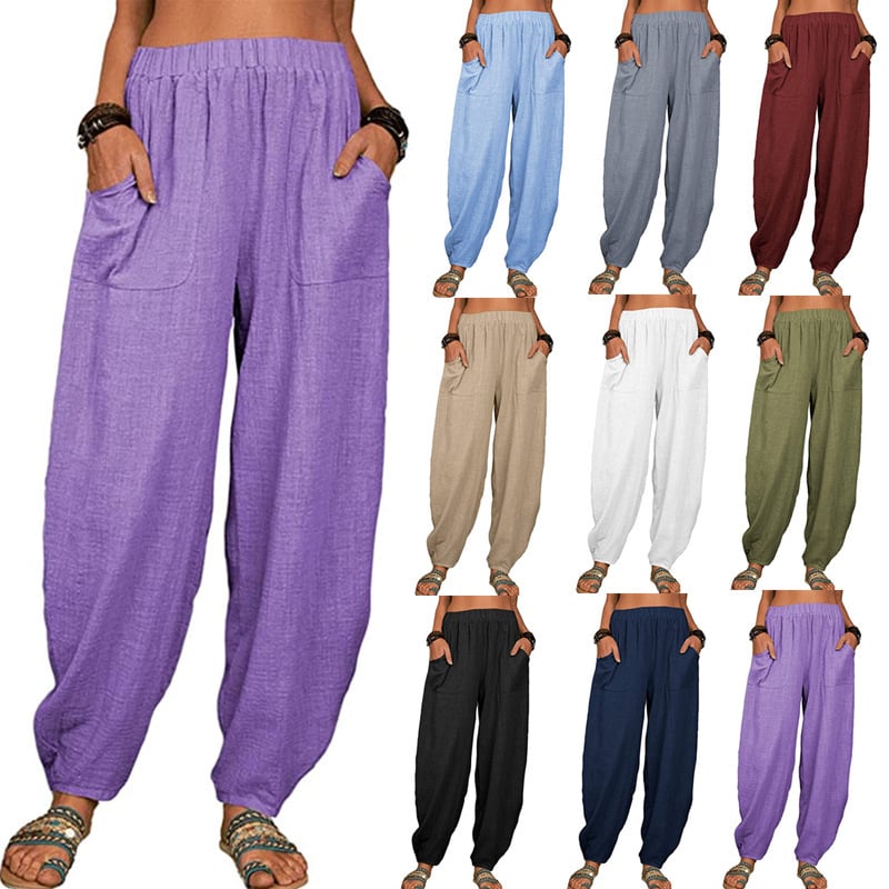 Zinzi | Pantalón Baggy Mujer Lino Bolsillos
