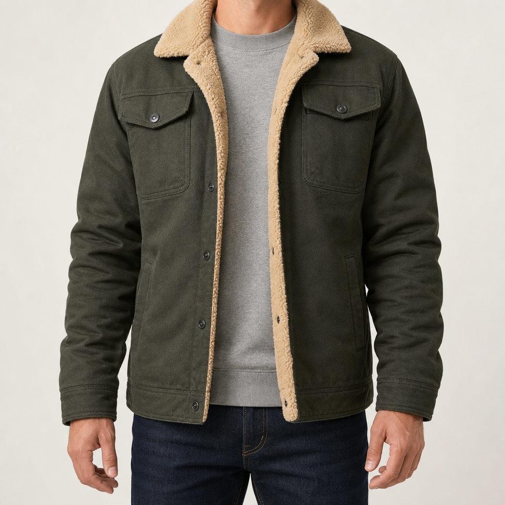 Georg | Chaqueta con Cuello de Piel y Cierre a Presión