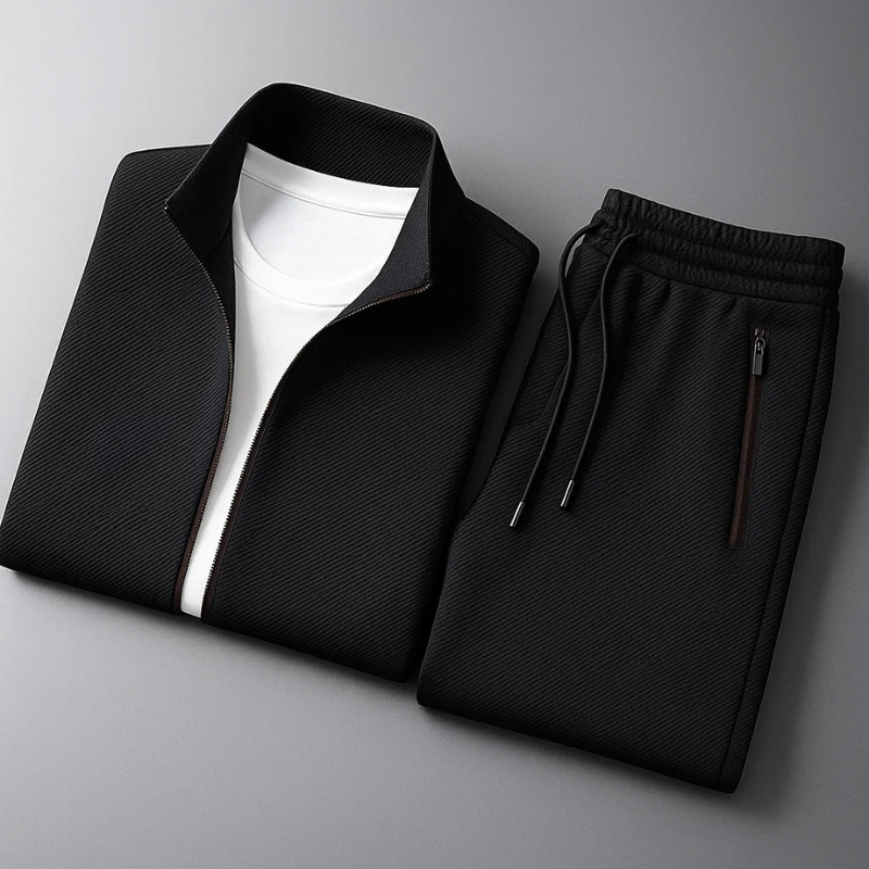 Gwynn | Conjunto Deportivo Negro con Cremallera Hombre