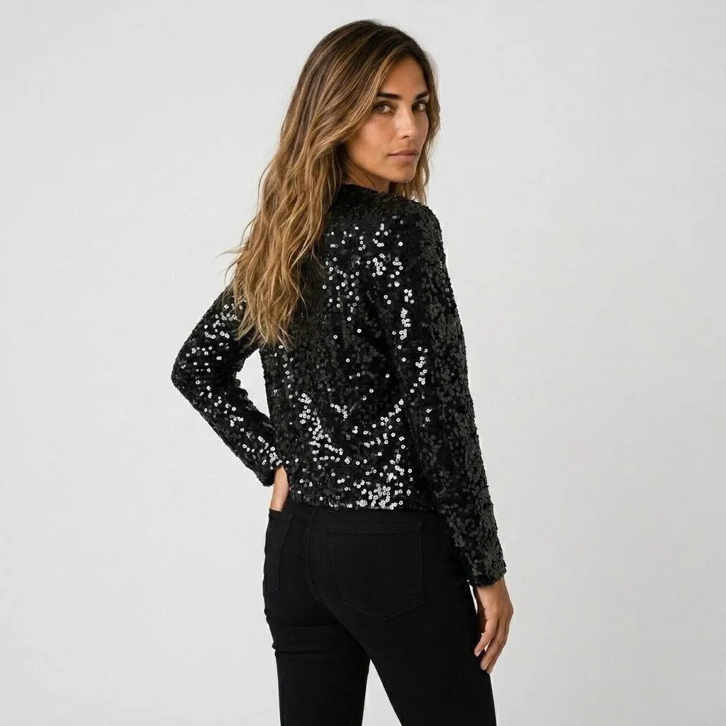Amelia | Chaqueta con Lentejuelas y Frente Abierto