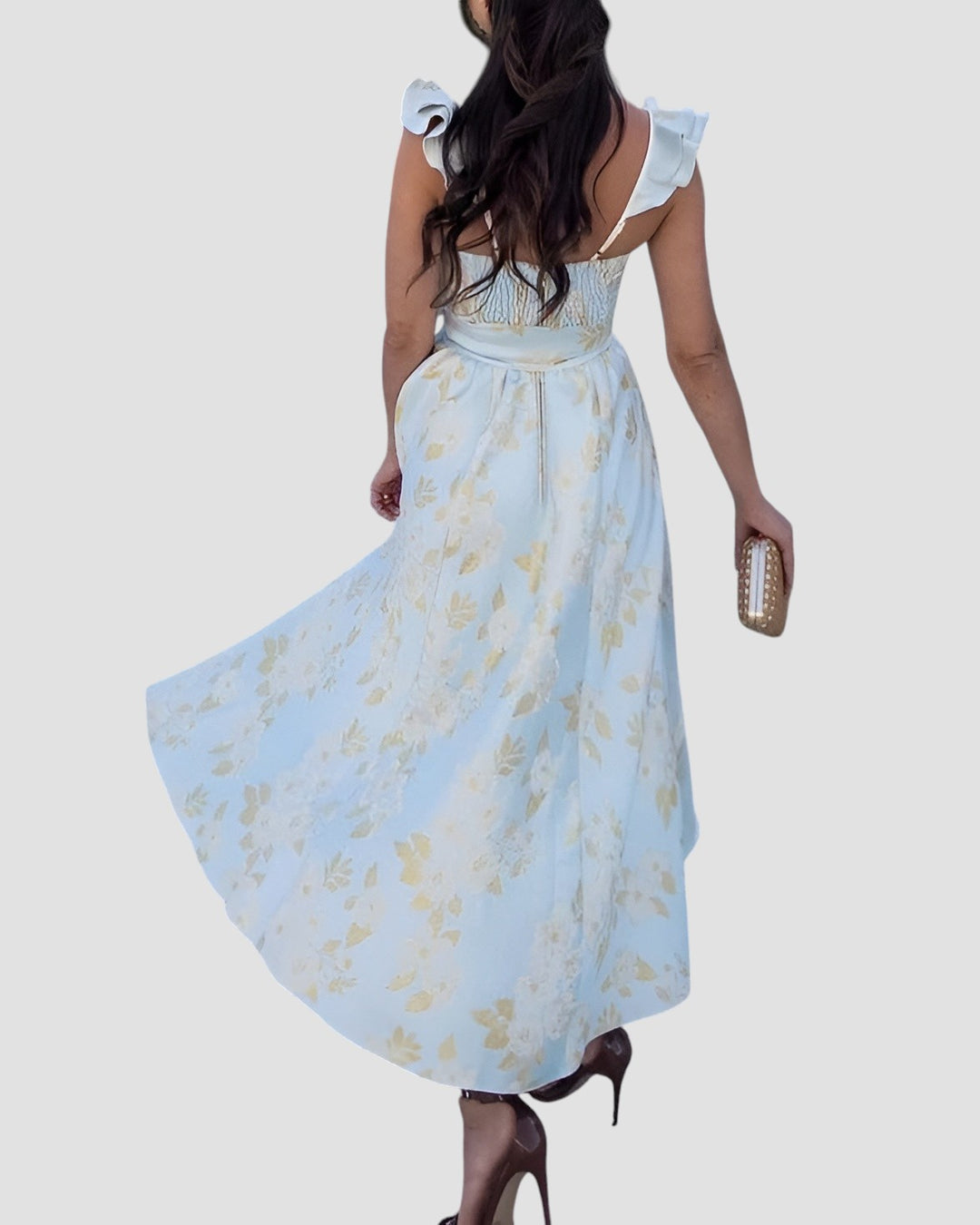 Olesya | Vestido MIDI Con Estampado Floral Y Tirantes Con Volantes
