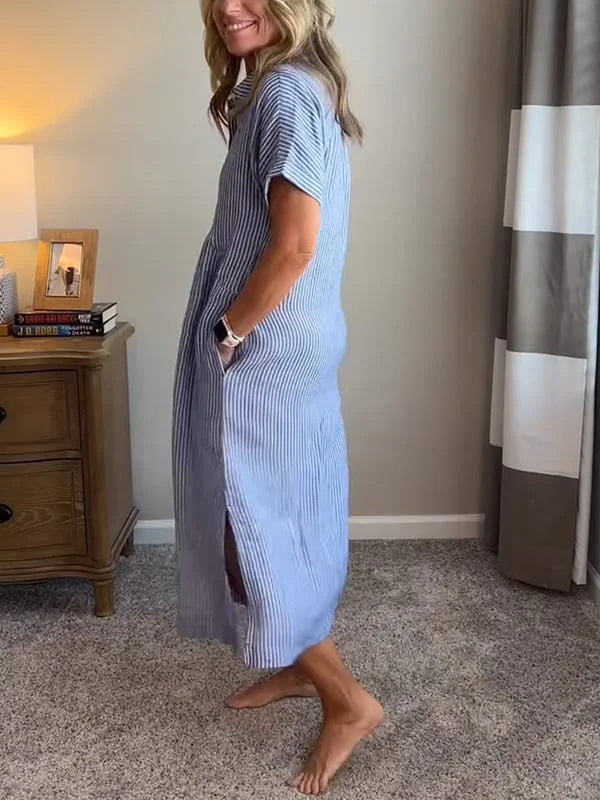 Samara | Vestido Camisero Rayado Con Botones