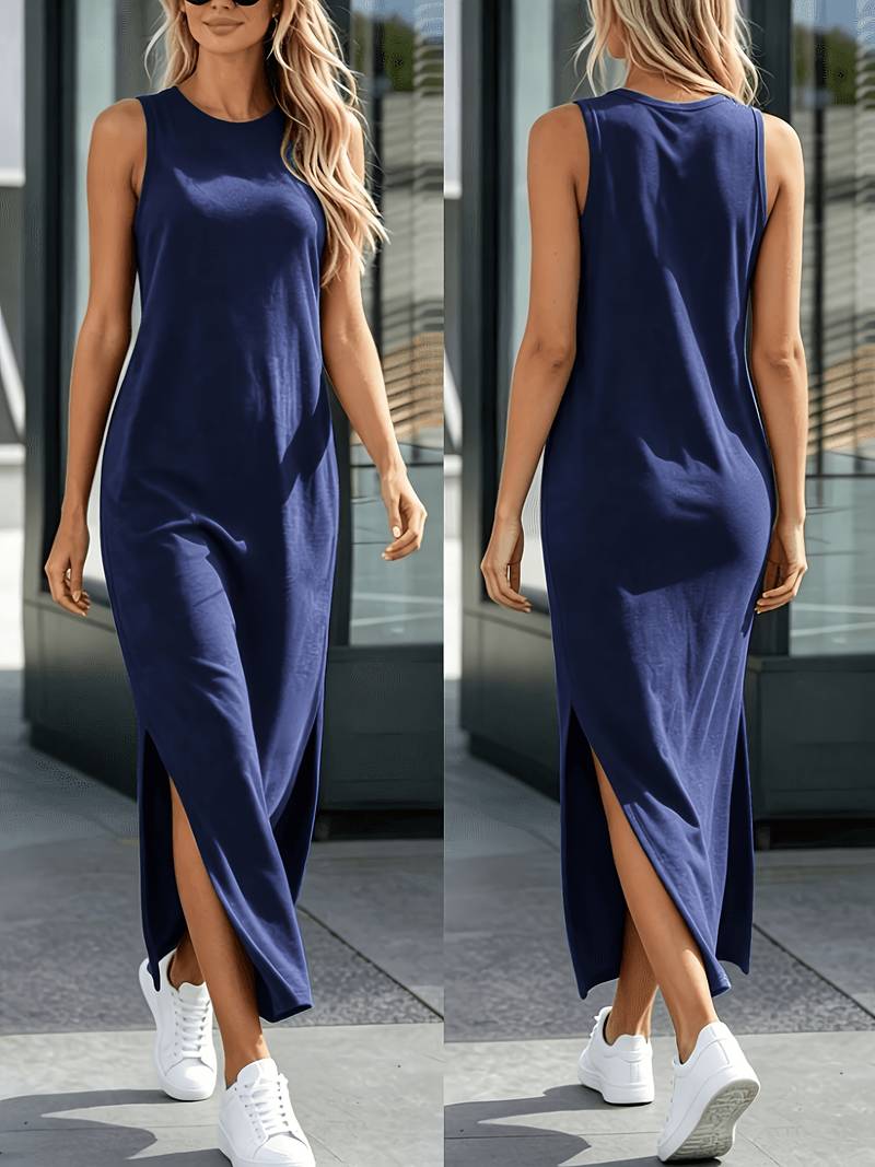 Hadjer | Vestido Maxi Sin Mangas Con Abertura Lateral