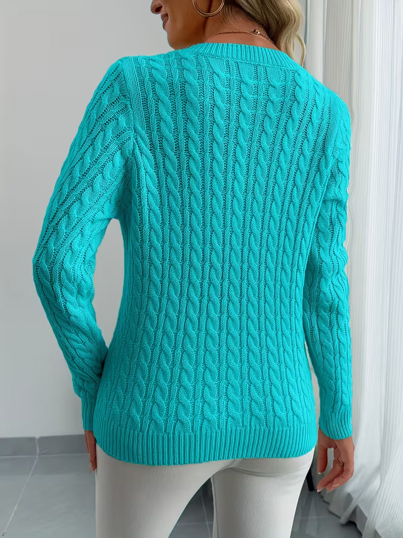 Lenea | Suéter de Punto Trenzado con Cuello en V