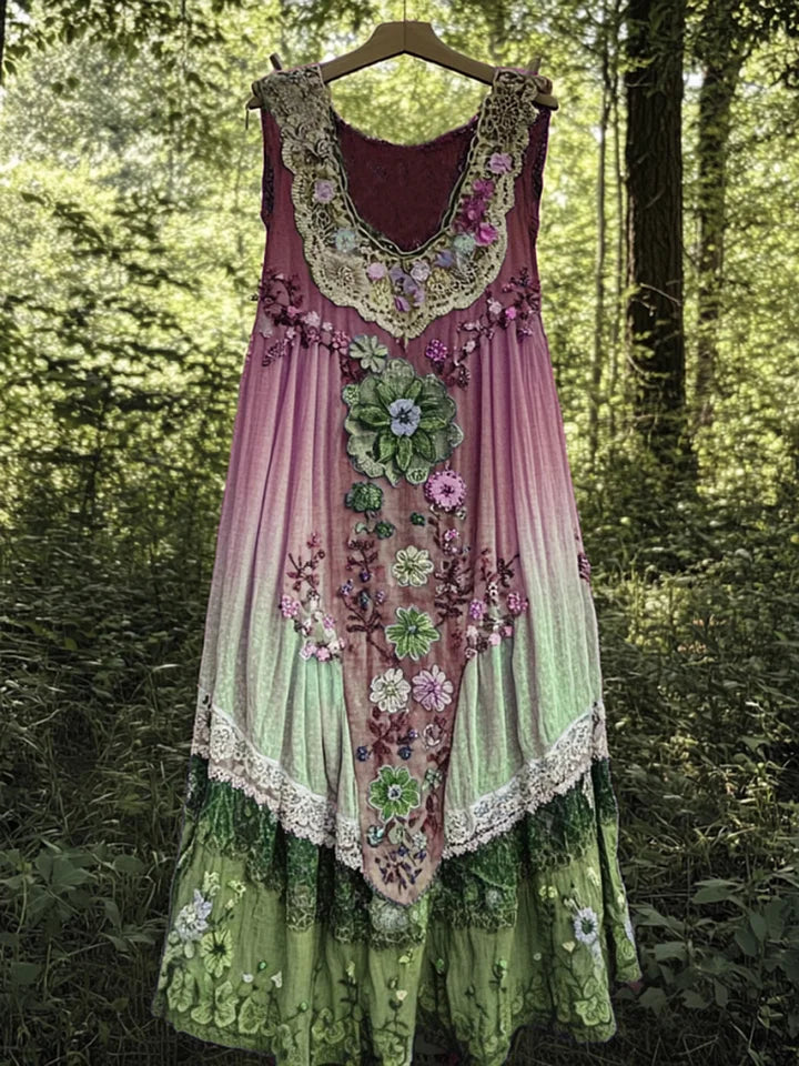 Evabella | Vestido Maxi Patchwork Floral Sin Mangas