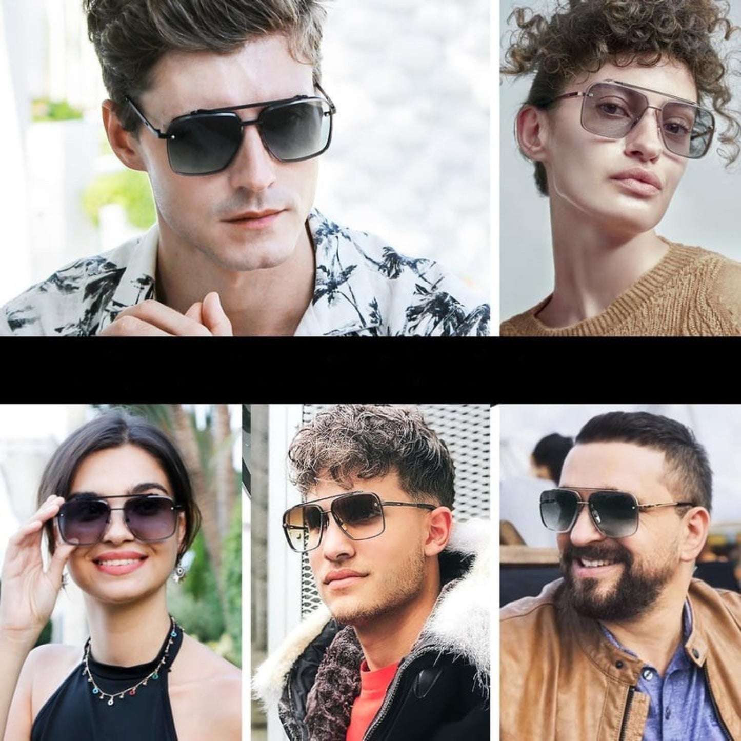 RayForge - Gafas De Sol Cuadradas Aviador Lente Degradado