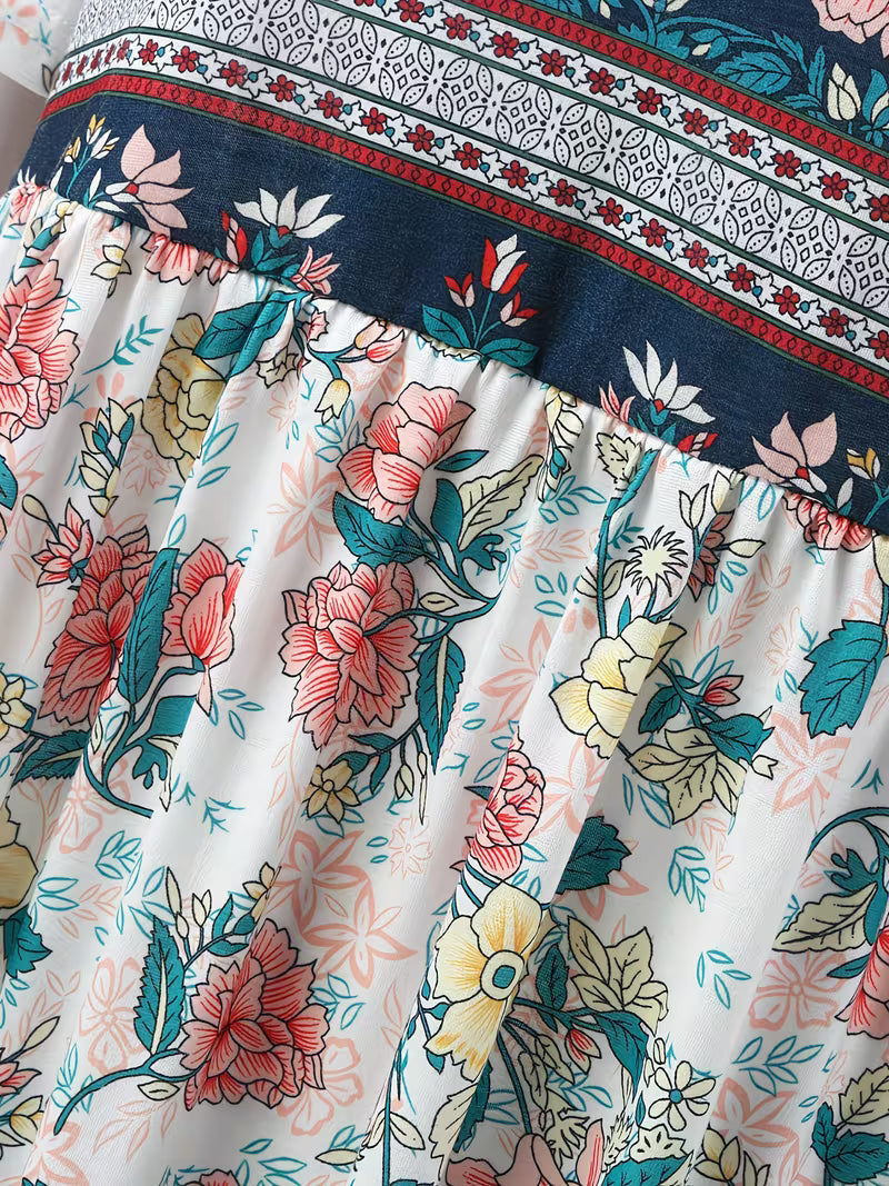 Lisan - Vestido midi con Estampado Floral y Cuello en V