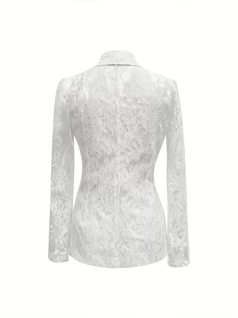 Kyliza | Chaqueta Blazer Entallada De Manga Larga Con Encaje