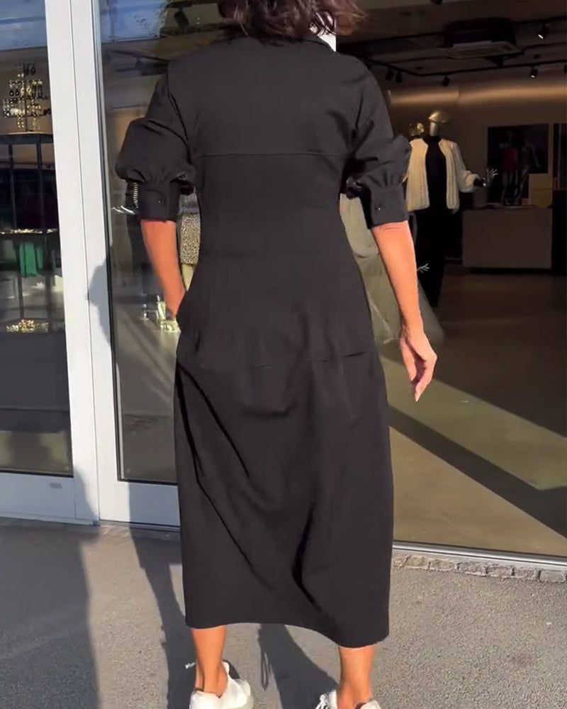 Lunya | Vestido Camisero MIDI Con Cuello