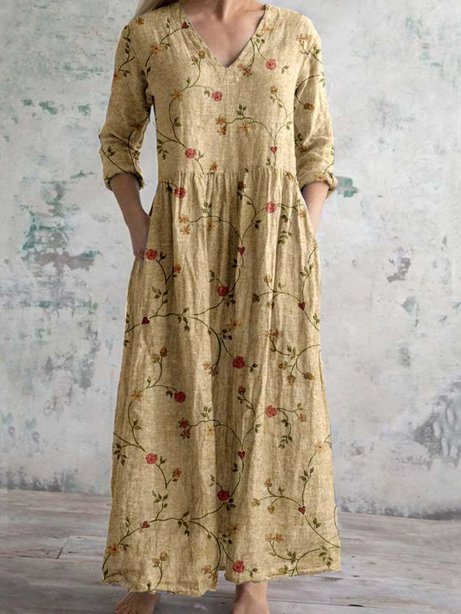 Rini | Vestido Maxi Floral Cuello V Estampado