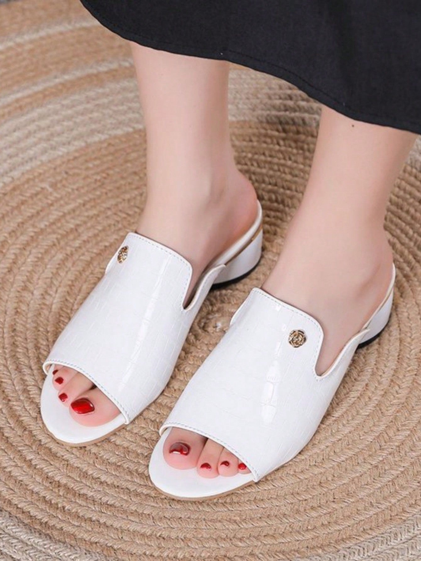 Archontia | Sandalias Tipo Slide Con Tacón Grueso y Estampado de Cocodrilo
