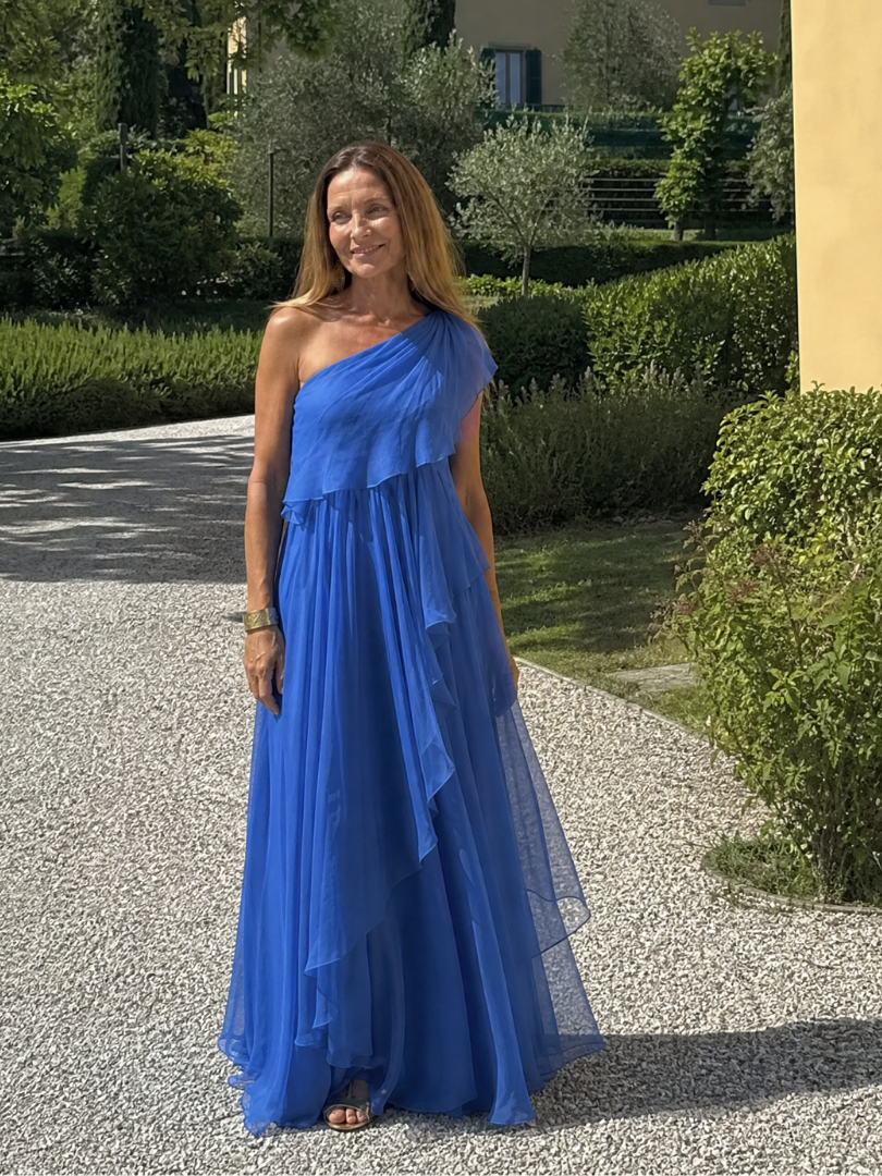 Seyma | Vestido Maxi Asimétrico Con Volantes