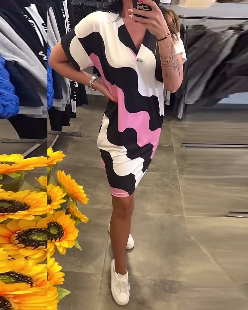 Penelope | Vestido Corto Estampado De Cuello en V