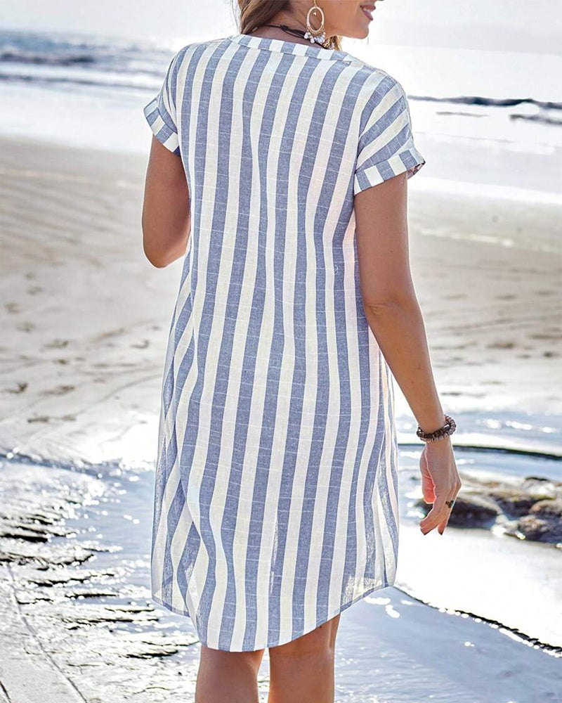 Berlisa | Vestido Camisero De Manga Corta a Rayas