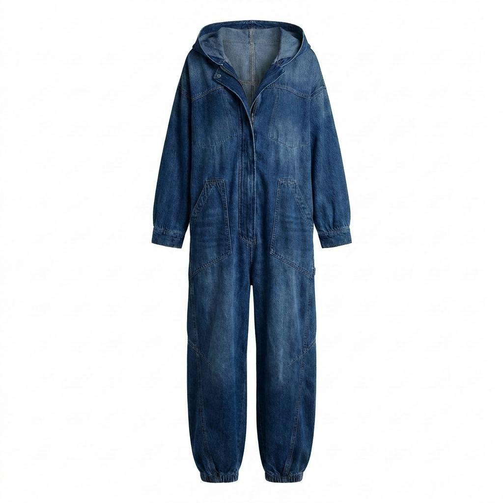 Estielle - Mono de Manga Larga Con Capucha de Denim