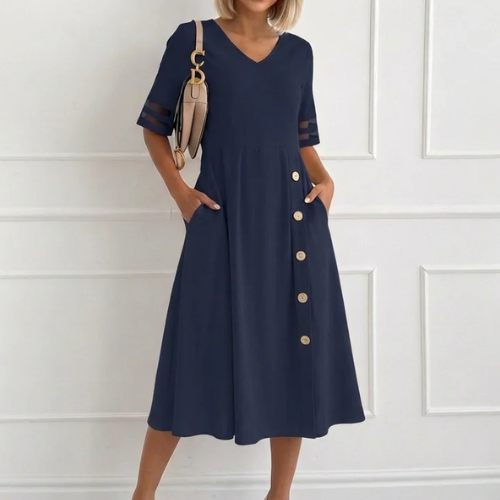 Sirena - Vestido Midi Con Botones y Bolsillos