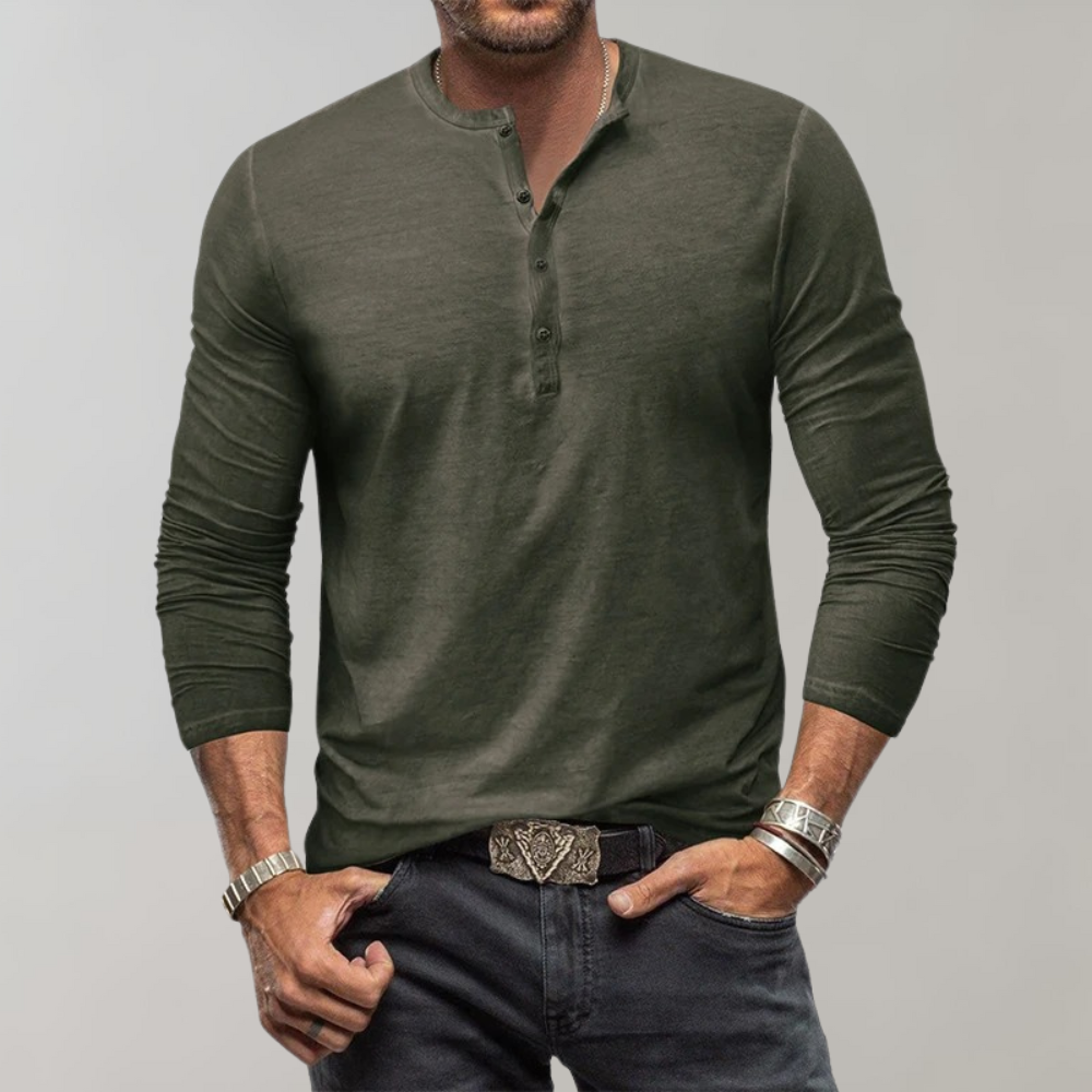 Quilinux | Camisa Henley de Manga Larga con Botones