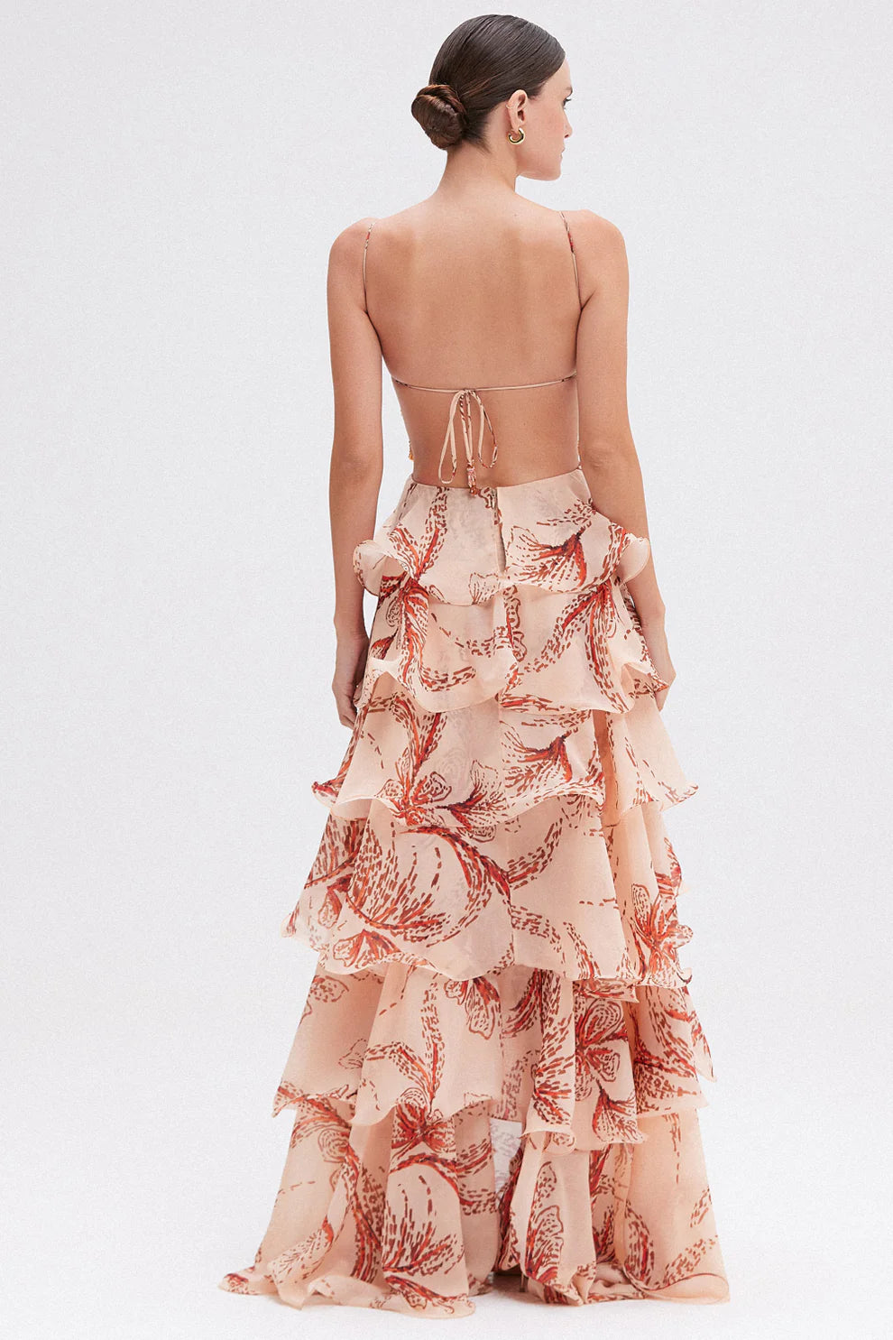 Ameliah | Vestido Largo Con Volantes Y Estampado Floral
