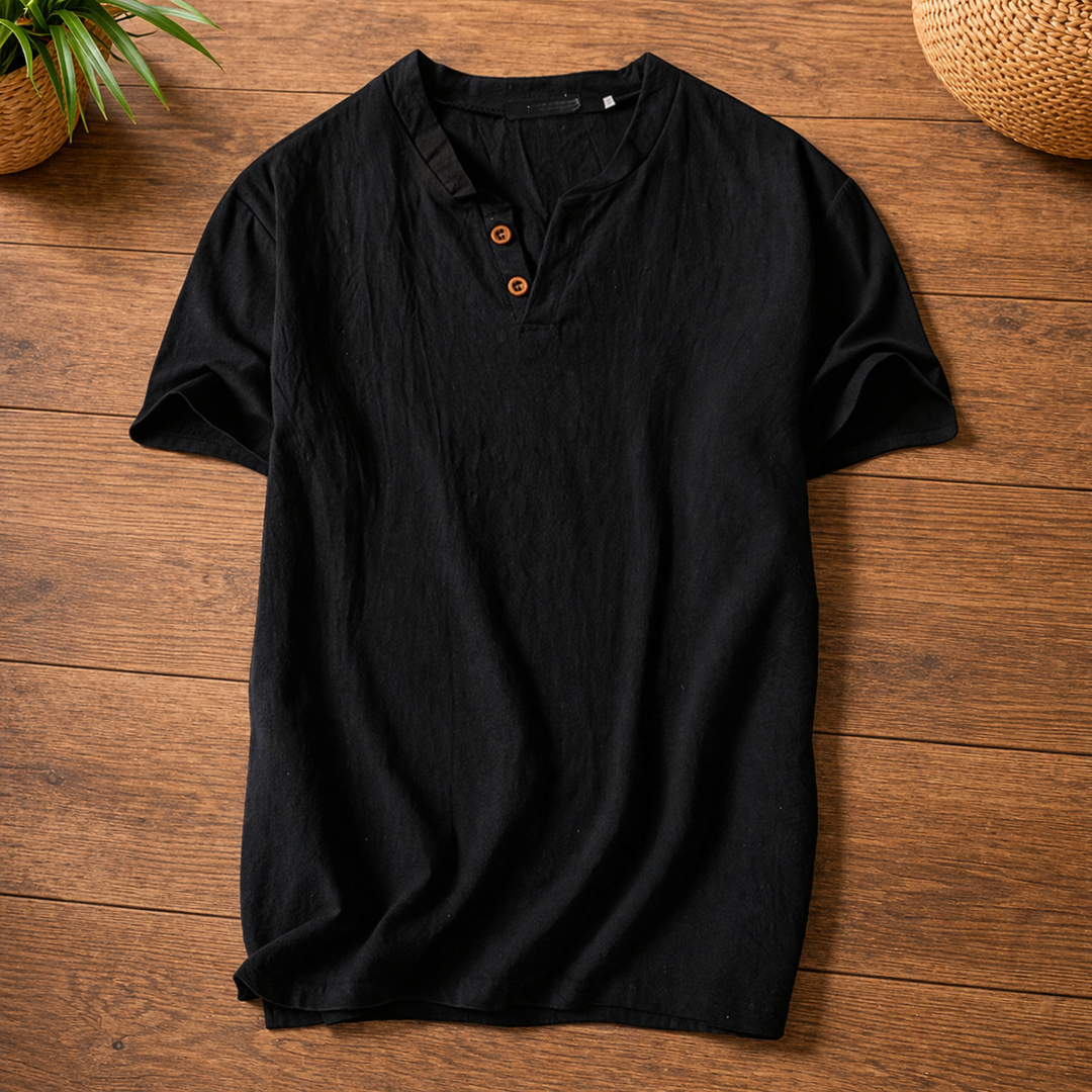 Freddoe - Camiseta Manga Corta Cuello Abierto Con Botones