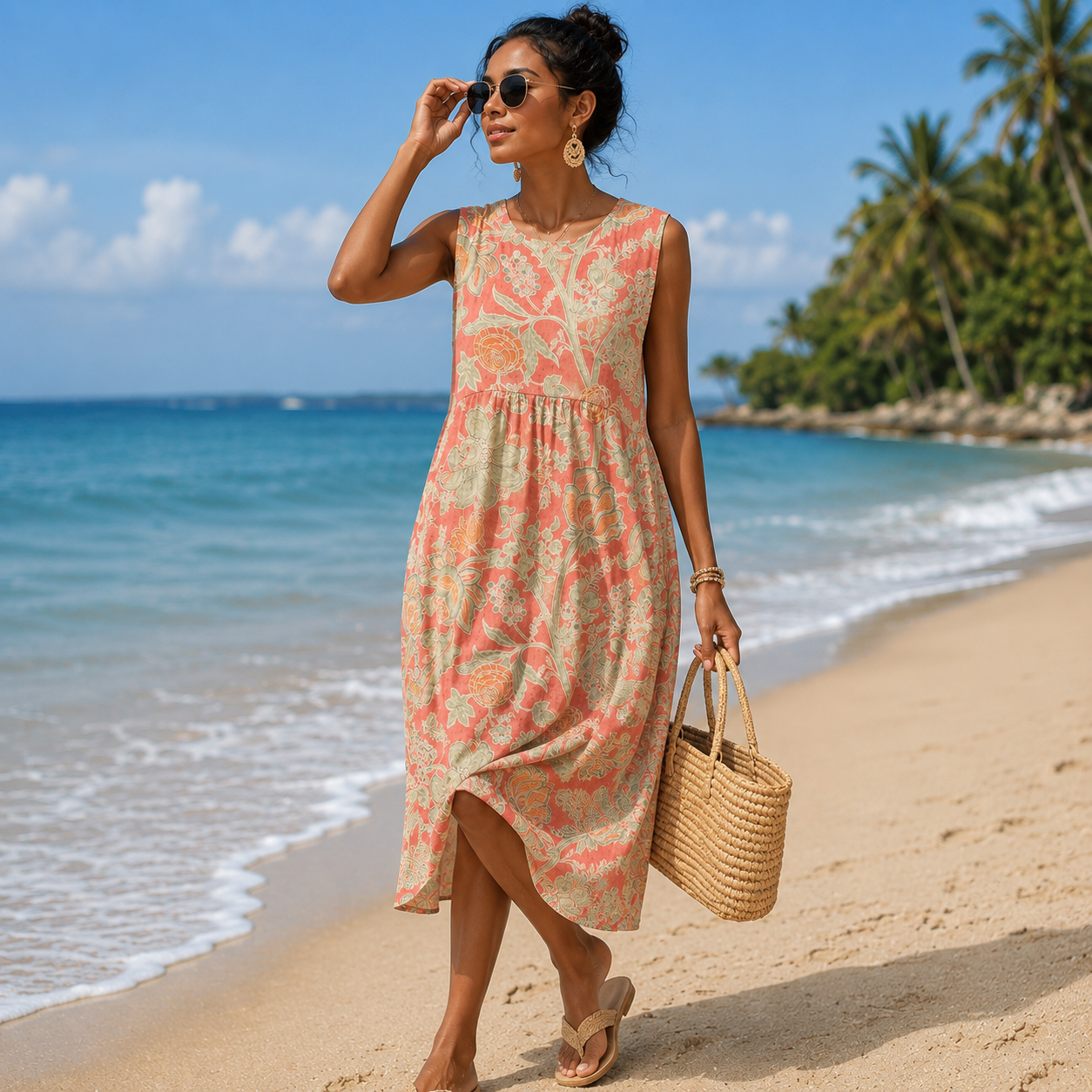 Kary | Vestido Midi Estampado de Corte Fluido