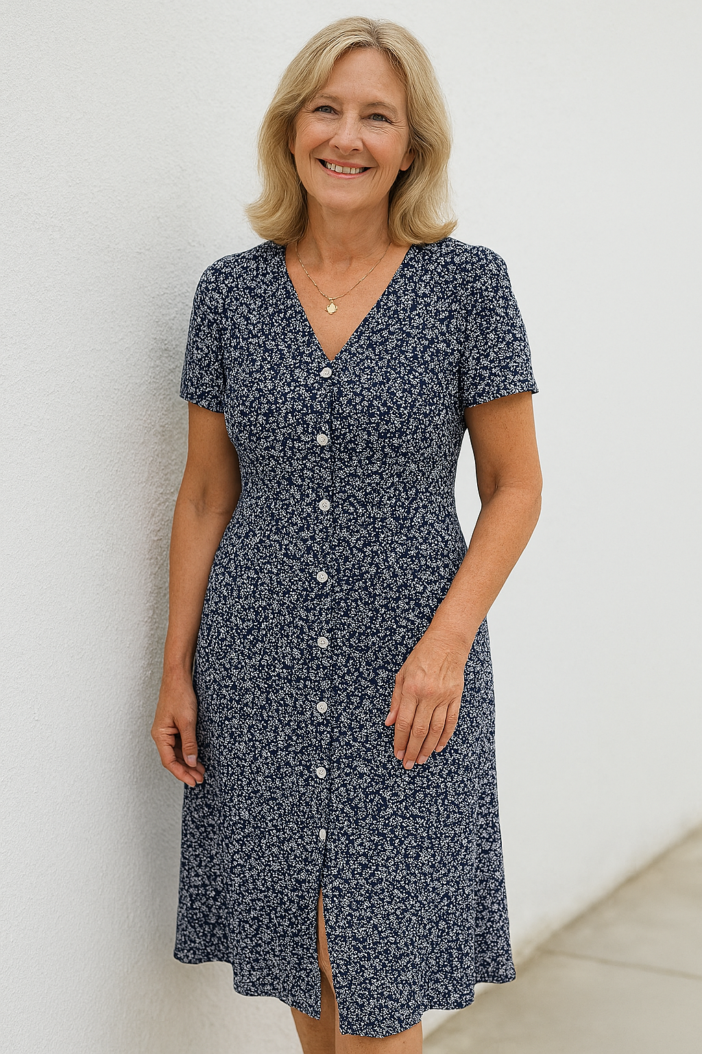 Rayella | Vestido Midi Floral Cuello V Botones